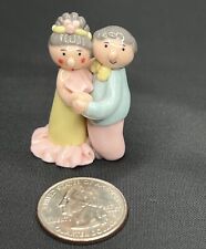 Vintage Miniature Handcrafted Clay - Happy Couple Gray Hair Man/Woman - Figurine picture