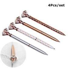4Pcs Creative Crystal Metal Ballpoint Pen Stationery Diamond Top Cap picture