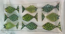 Vintage 17 1/4 in Glass  Serving Tray MCM Fish Fred Press Signed picture