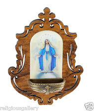 Wooden Our Lady of Grace Holy Water Font, Catholic Religious Gifts Favors,NEW  picture