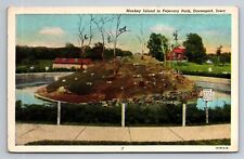 Monkey Island Fejevary Park Davenport IA Posted 1948 Linen Postcard picture