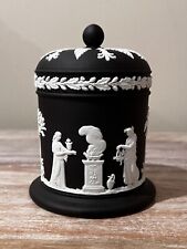 RARE Wedgwood Black Jasperware Olympus Jar With Lid / Cigarette Jar picture