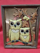 Vtg 1970s Owl 3D Coppercraft Guild Plastic Picture Framed 11.5