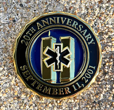 9-11 20th Anniversary NEVER FORGET WTC EMS Shield CHALLENGE COIN - NEW picture