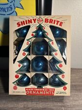 Vintage Shiny Brite Ornaments Blue With Original Box picture