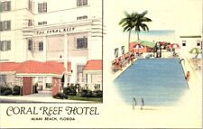 195?, Coral Reef Hotel, MIAMI BEACH, Florida, Advertising Linen Postcard - Teich picture