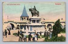 Istvan Statue BUDAPEST Hungary Antique Hand Colored Cover to Bedford England '08 picture