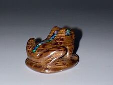 Carved Australian Boulder Opal Frog Fetish / Effigy With Opal Inlay& Eyes picture