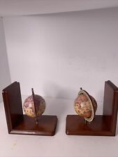 Old World Rotating Wooden Old World Globe Bookends Set of 2 Vintage picture