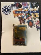 Wisconsin 1848 Statehood Stamp Collectible Souvenir Lapel Hat Pin -  1998 picture