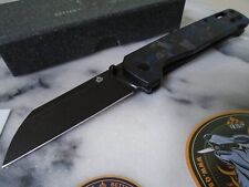 QSP Penguin Pocket Knife D2 Blue Shredded Carbon Fiber 2 Way Clip QS130-UBL New picture