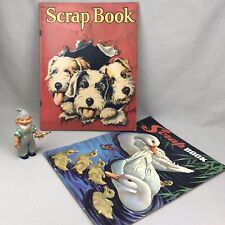 2 Unused Scrapbooks Vintage 1949, 1950 Saalfield Blank pages Ducks Puppies Dogs picture