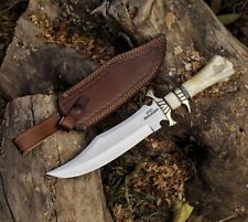 BEAUTIFUL CUSTOM HAND MADE STAINLESS STEEL HUNTING BOWIE KNIFE HANDLE CAMEL BONE picture