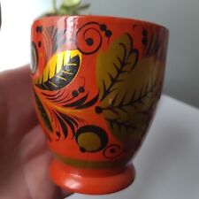 Vintage Russian Khokhloma Wooden Hand-Painted Cup 3