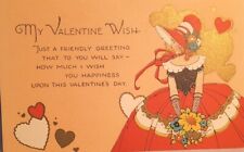 Vintage Valentines Greetings Card, Gold Gilded. Made in USA. #-1090 picture