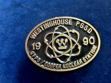Vintage NPPD/Cooper Nuclear Station Brass Belt Buckle - Westinghouse PGSD - 1990 picture
