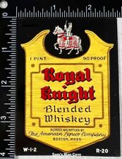 Royal Knight Blended Whiskey Label - MASSACHUSETTS picture
