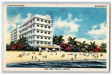 1949 Poinciana Hotel Exterior Sand  Miami Beach Private Beach Florida Postcard picture