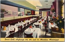 MERIDIAN, Mississippi Postcard DAVIS GRILL RESTAURANT Interior View Linn c1950s picture