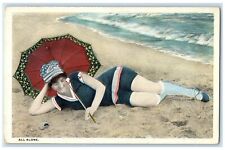 c1930's Woman Bathing Beauty All Alone Haverhill Massachusetts MA Postcard picture