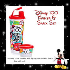 Tupperware Disney 100 Years Tumbler /Cup w/Drinking Spout 16 oz. & Snack Cup NEW picture