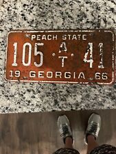 Vintage 1966 Georgia License Plate 105-AT-41 PICKENS County picture