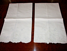 Antique white maderia cotton pillow case pair 34 X 20