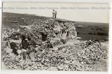 Stone rock quarry, workers, Yocemento, Kansas; Ellis history photo postcard RPPC picture