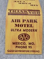 Vtg FS Matchbook Cover Air Park Motel & Cafe Mexico Missouri Ultra Modern AAA picture