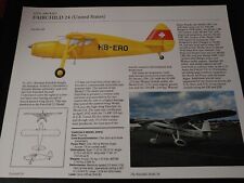 UNIQUE ~ Fairchild 24 Airplane Aircraft Profile Data Print ~ UP CLOSE picture