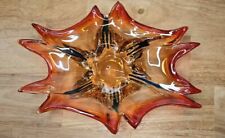 Vintage Mid-Century Italian Murano Glass Bowl Amorphic Shape Orange Space Age picture