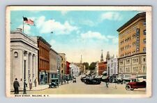 Malone NY-New York, Main Street, Business Area, Antique Vintage c1923 Postcard picture