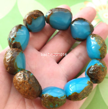 Certified 21-26mm Natural Mexico Sky Blue Amber Beeswax Rough Stone Bracelet picture