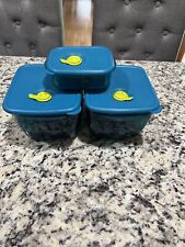 Tupperware Vent & Serve Lot Of 3 peacock blue picture