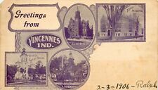 1906 MULTI VIEW, VINCENNES, INDIANA, VINTAGE POSTCARD (SV 598) picture