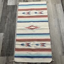 VTG Southwestern Indian Wool Rug RARE White Pastel Aztec Textile Saddle Blanket picture