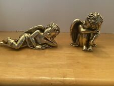 Vintage Gold Painted Sitting Cherubs, Set Of 2 picture