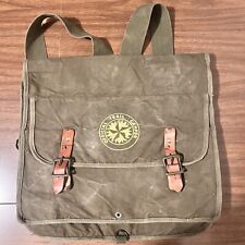 Vintage Official Trail Camper Backpack Bag w/ Leather Buckles Green Boy Scouts picture