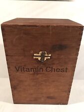 Vitamin Chest Box With 5 Original Bottles Wood and Corks-Unique Vintage Antique picture
