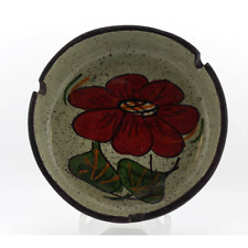 Vintage Ceramic Pottery Red Flower Ashtray MCM picture