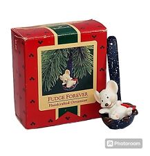 Vintage 1987 Hallmark Fudge Forever Mouse In Spoon Ladle Christmas Ornament C138 picture