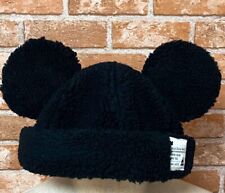 Tokyo Disney Resort Mickey Mouse Ears HeadBand Fluffy Cap Boa Hat Black Used picture
