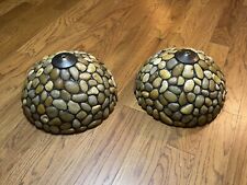 Pair Of Colour Creations Meyda Tiffany Style River Rock Agate Lamp Shades 17.5” picture