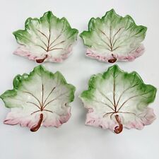 Vintage Carraro Hand Painted Cabbage Leaf Dishes Set Of 4 Maple Made In Italy picture