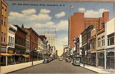 Greensboro North Carolina Elm Street Looking North Postcard 1943 picture