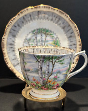 Vintage Royal Albert Silver Birch Tea Cup And Saucer England picture