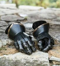 Handmade LARP Blackened Medieval Armor gloves Gauntlets Reenactment costume picture