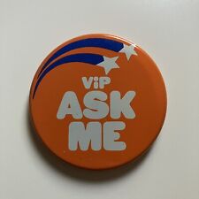 Vintage Button Pinback Orange with Blue and White Stars VIP ASK ME Pennsylvania  picture