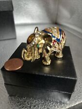 MINI COLORFUL ELEPHANT TRINKET BOX BY KEREN KOPAL, CRYSTALS, DETAIL, COLLECTIBLE picture