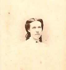 Antique CDV Photo Pretty Young Woman Ringlets Cameo Tax Stamp Trenton NJ 1864-66 picture